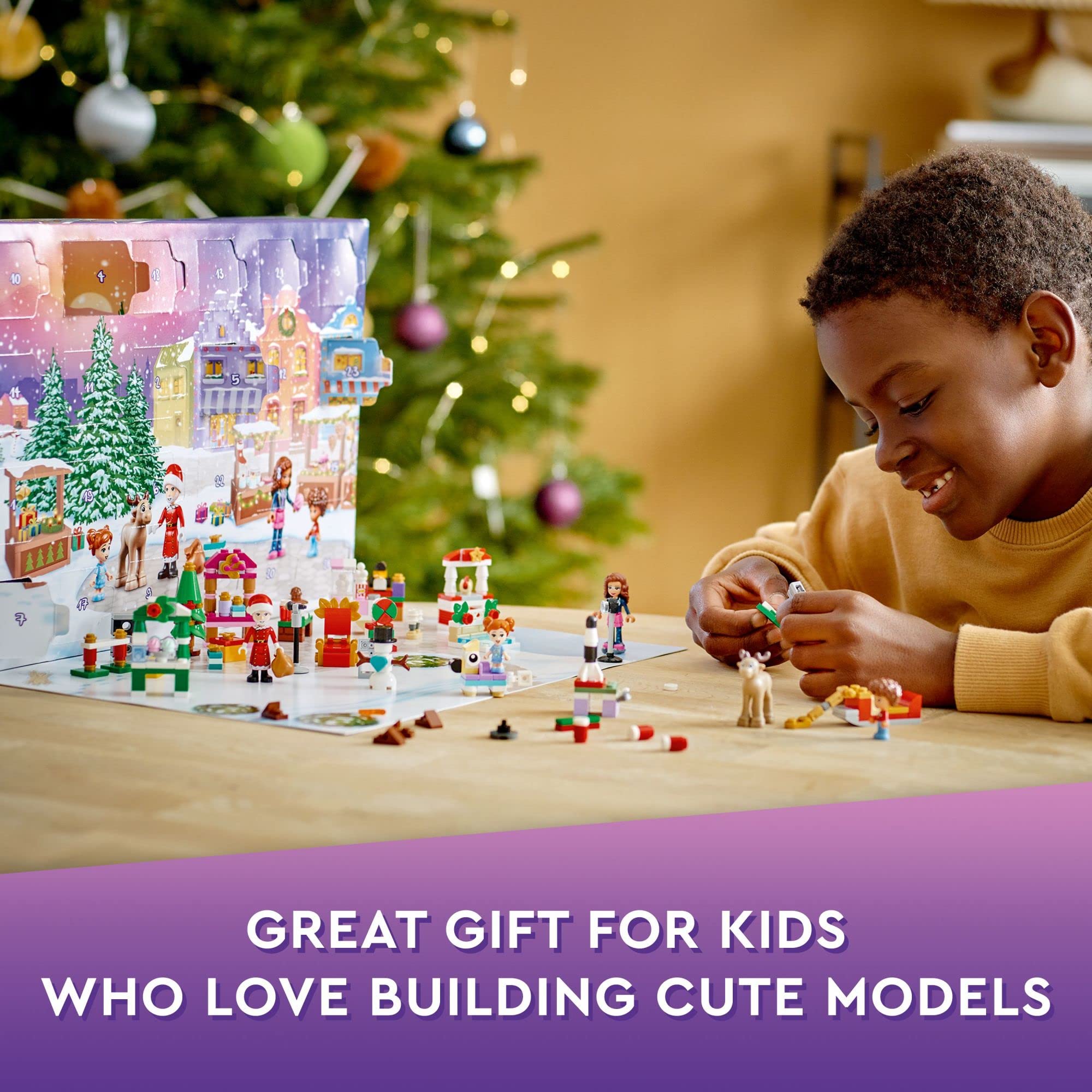 LEGO Friends Advent Calendar 41706 Santa sleigh and reindeer for festive storytelling.