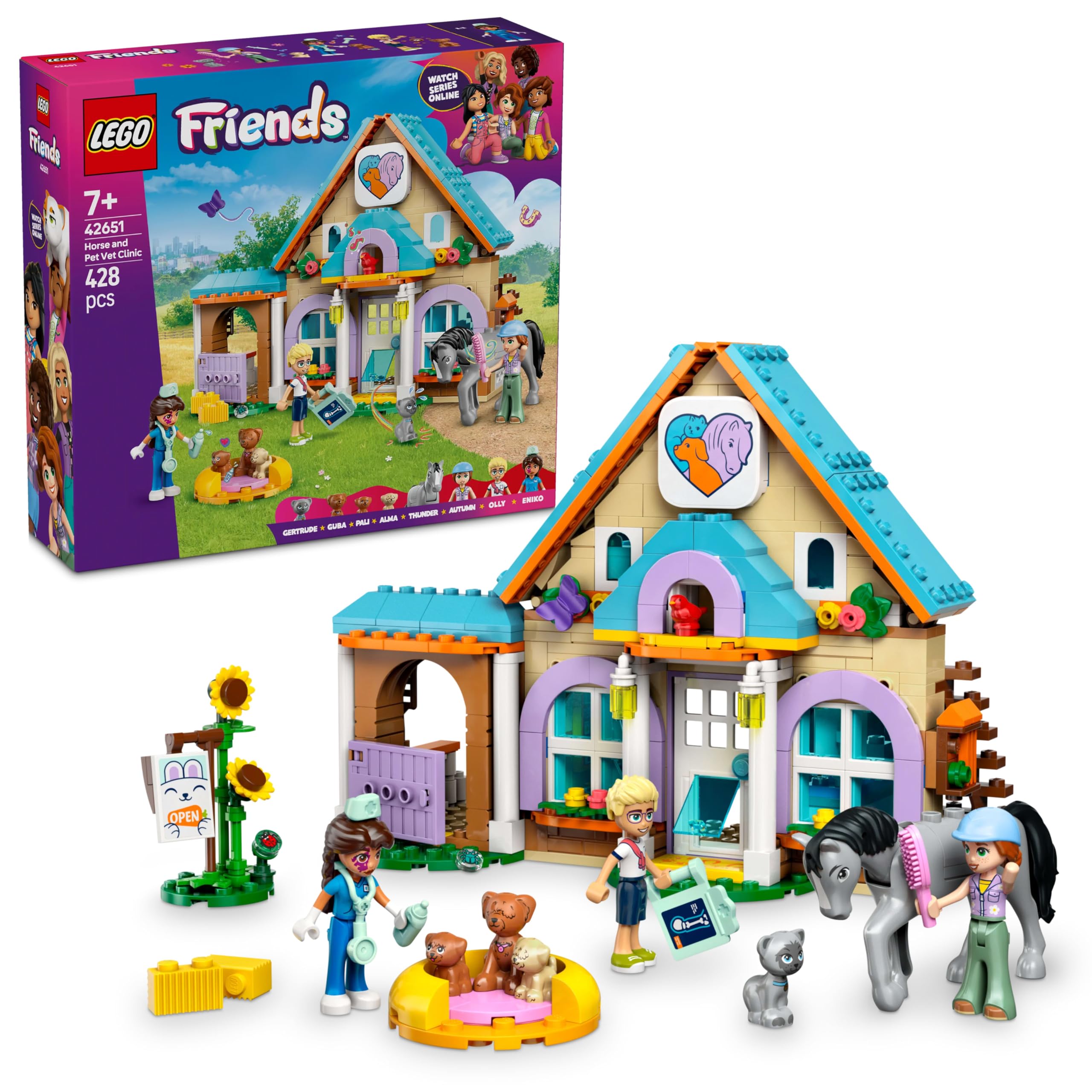 LEGO Friends Animal Hospital exam table scene for pretend vet visits