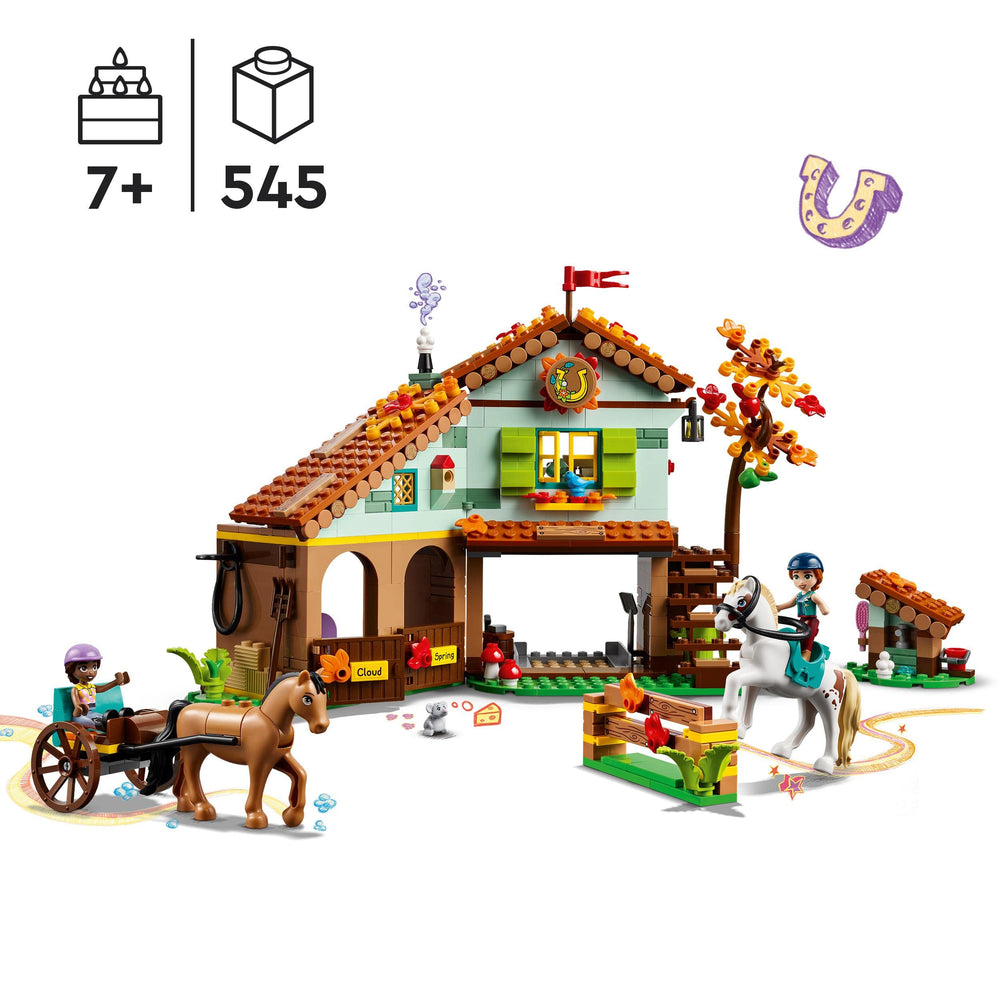 LEGO Friends Autumn's Horse Stable two-story structure offers space for accessories and stories