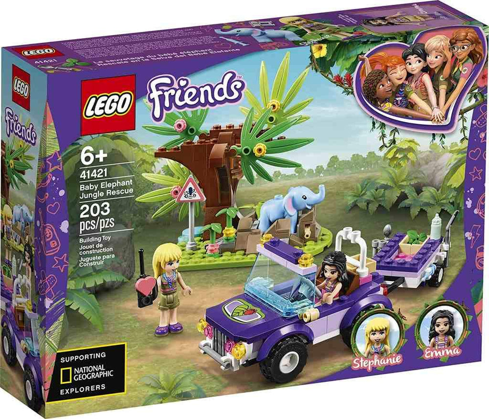 LEGO Friends Baby Elephant Jungle Rescue truck ready for imaginative jungle missions.