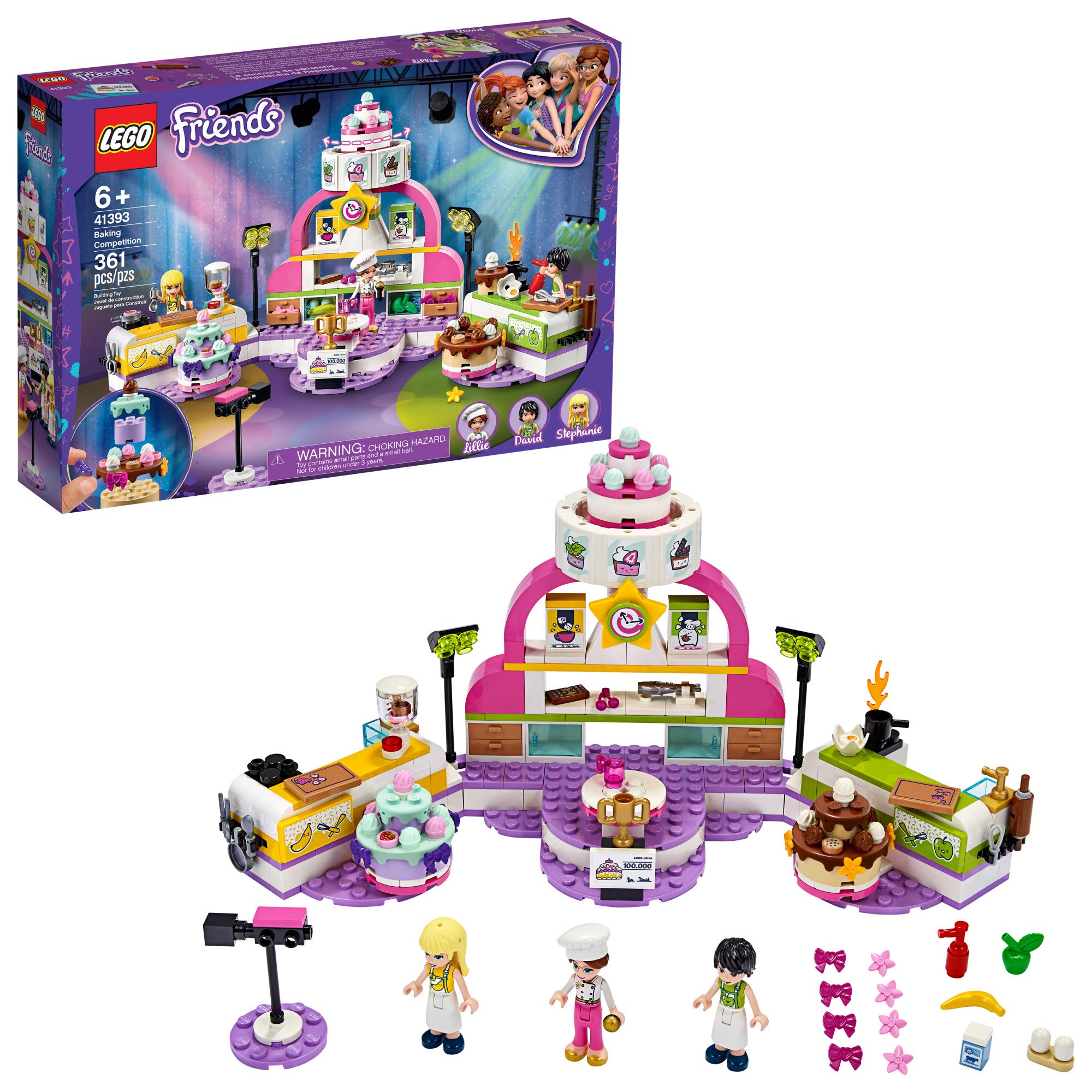 LEGO Friends Baking Competition stage with rotating cake stands for creative play.