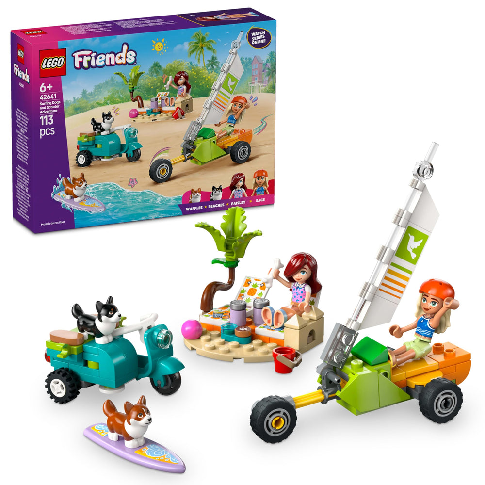 Lego Friends Beach Adventure surfboard scene for creative seaside storytelling.