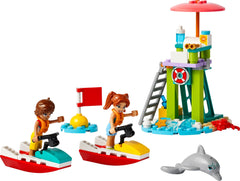 LEGO Friends beach gear including sunscreen and binoculars to enrich play.