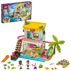 LEGO Friends Beach House 41428 front view showing colorful seaside retreat for imaginative play