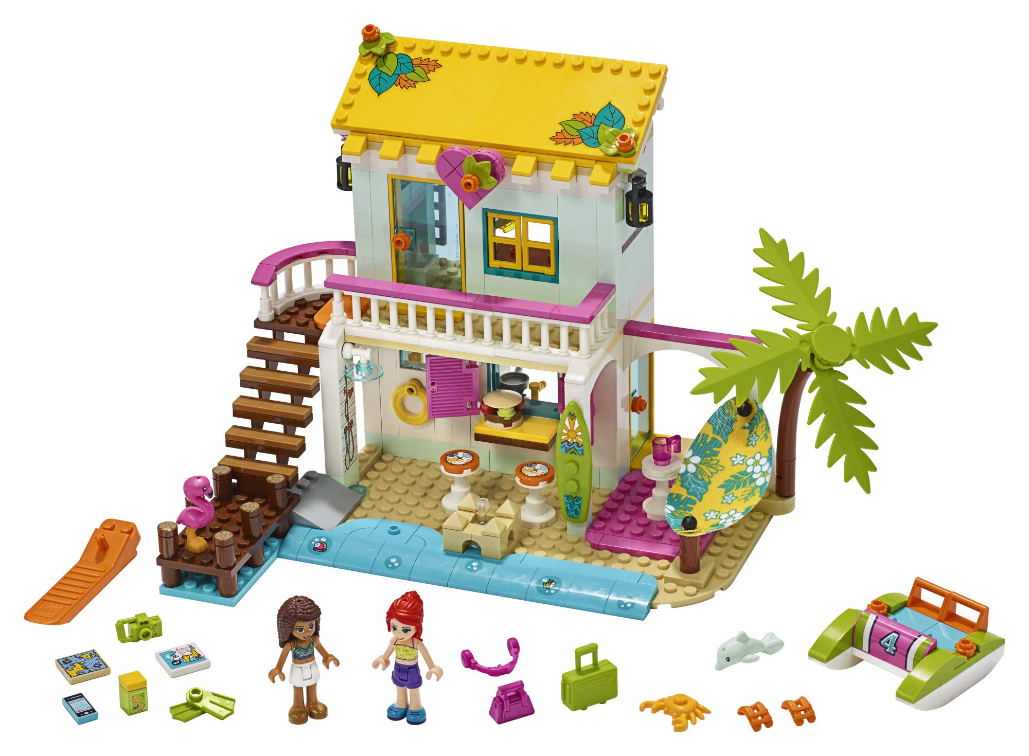 LEGO Friends Beach House 41428 rooftop DJ terrace with lights and keyboard for music play