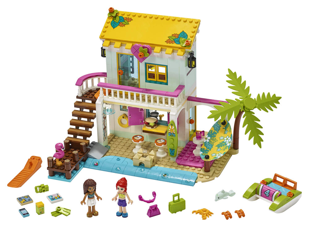 LEGO Friends Beach House 41428 rooftop DJ terrace with lights and keyboard for music play