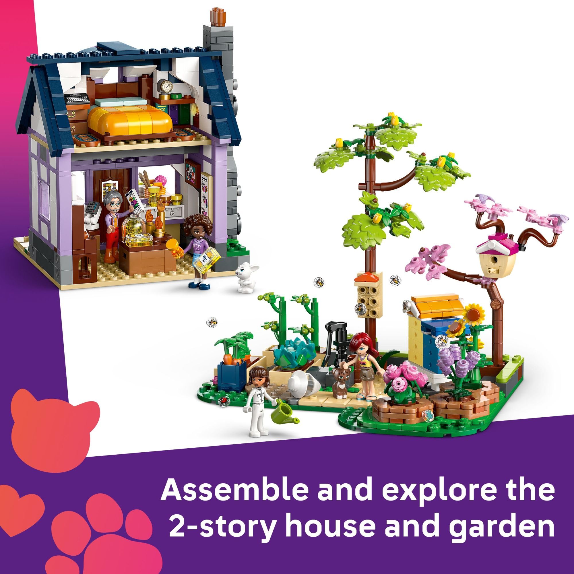 LEGO Friends Beekeepers’ House store display with seeds and honey items