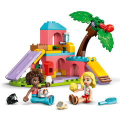 LEGO Friends care accessories like brush and seeds support realistic caregiving scenarios