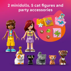 LEGO Friends cat grass and water fountain add lifelike detail for nurturing storytelling.