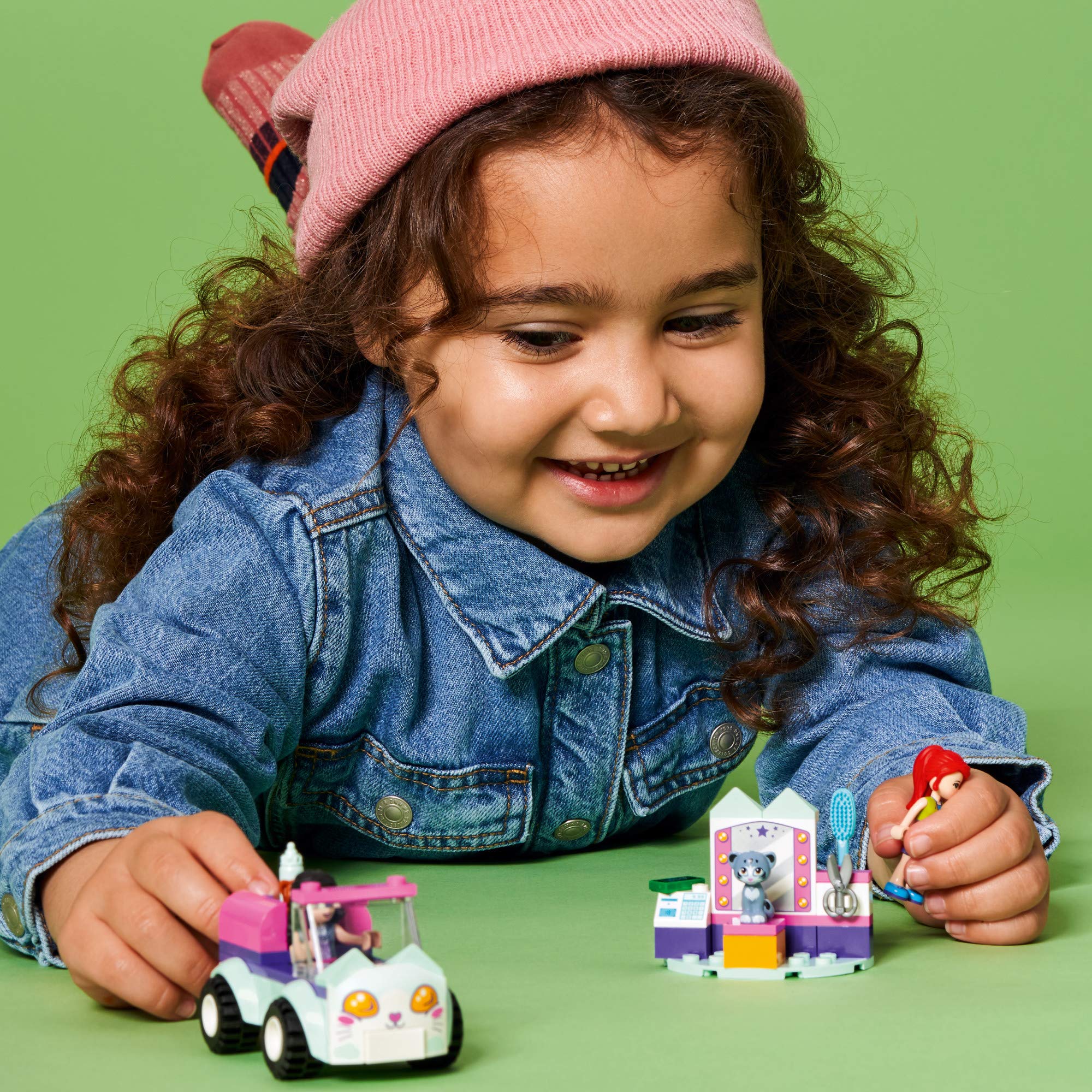 LEGO Friends Cat Grooming Car interior highlights salon details for pretend pampering