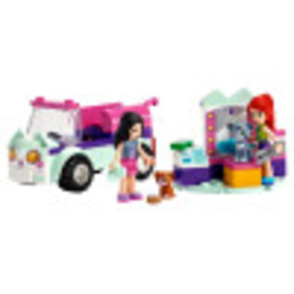 LEGO Friends Cat Grooming Car side view shows portable grooming fun