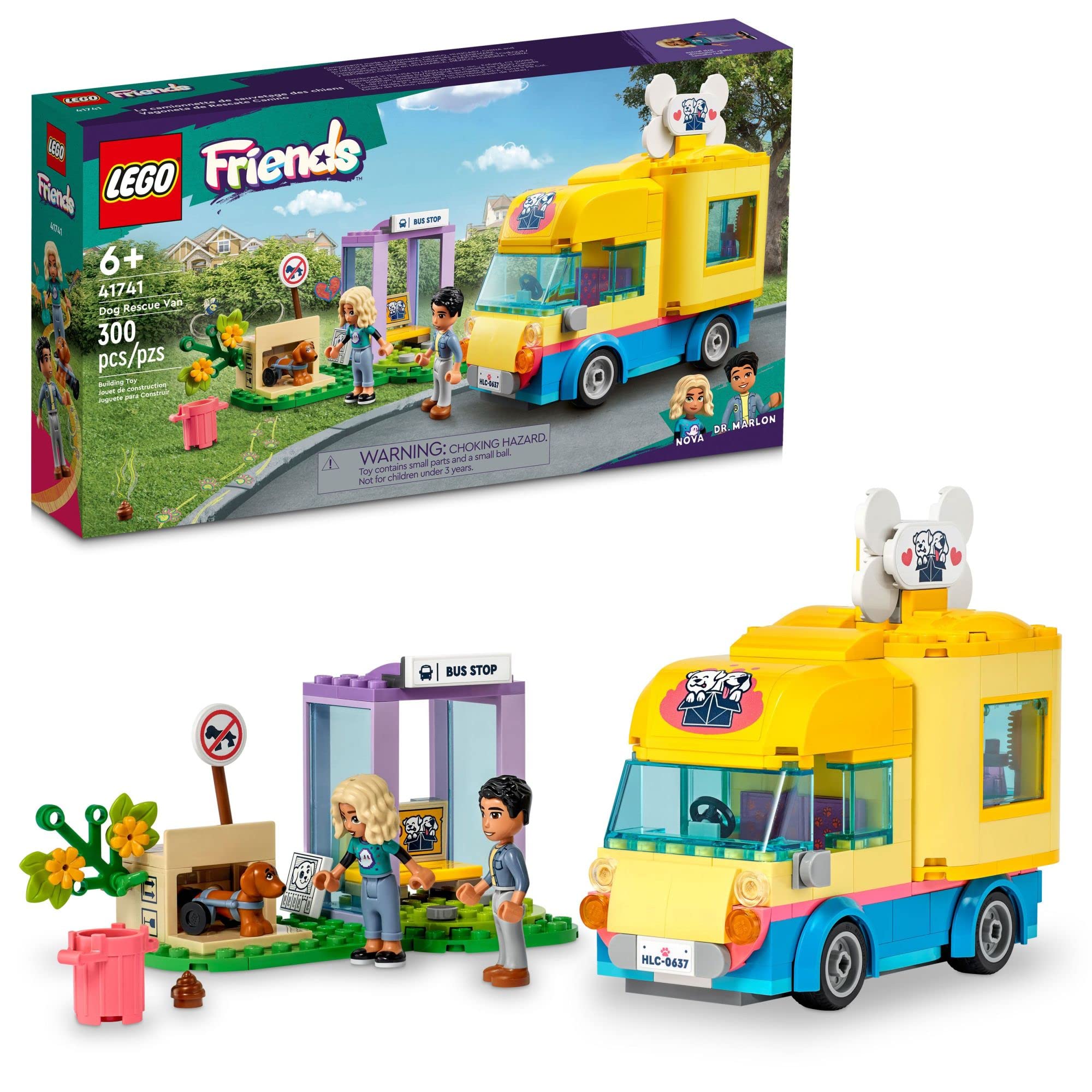 LEGO Friends Pickle dog figure inside the rescue van for caring play