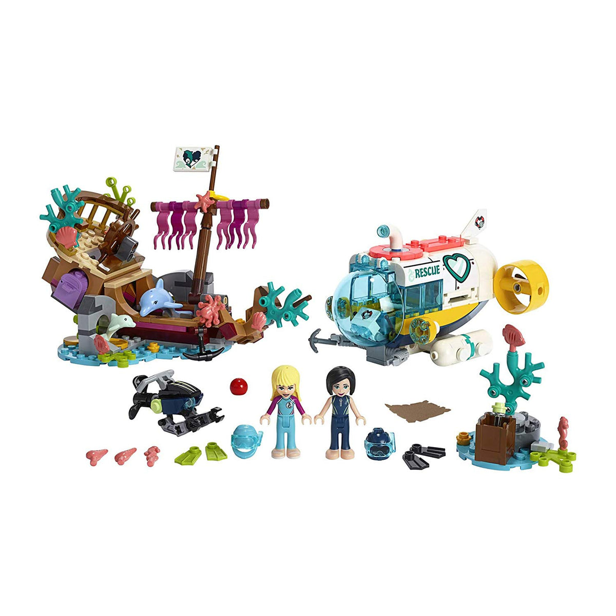 LEGO Friends Dolphins Rescue Mission submarine gliding creates immersive underwater play with Stephanie