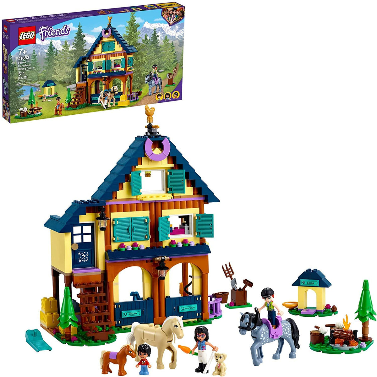 LEGO Friends 41683 front view of the three-story ranch for imaginative play