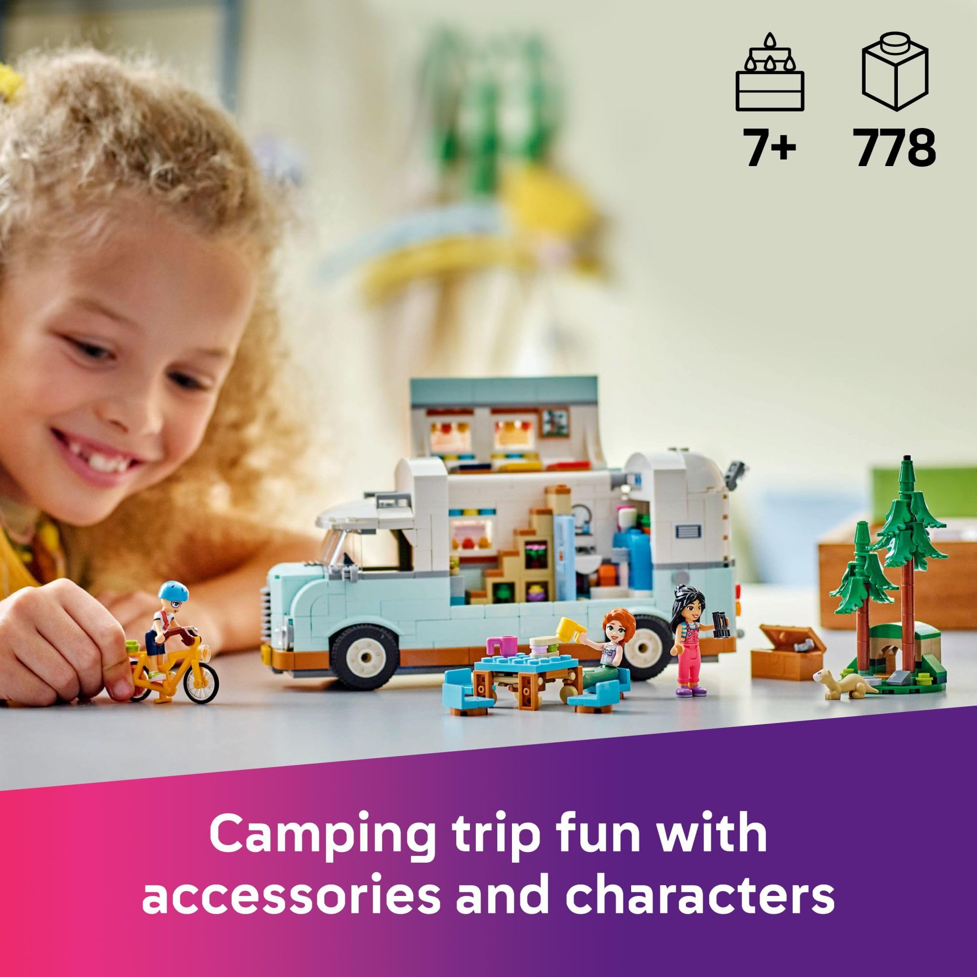 LEGO Friends Friendship Camper exterior showcases compact RV for outdoor storytelling and roleplay.