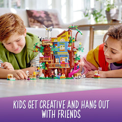 LEGO Friends tree house rotating railing invites kids to design routes and stories.