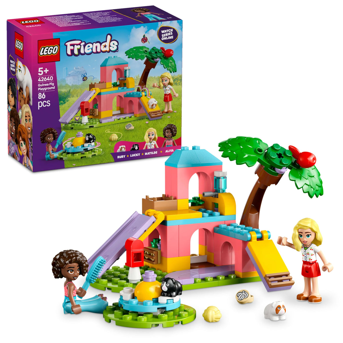 LEGO Friends Guinea Pig Playground set front view for imaginative play and care