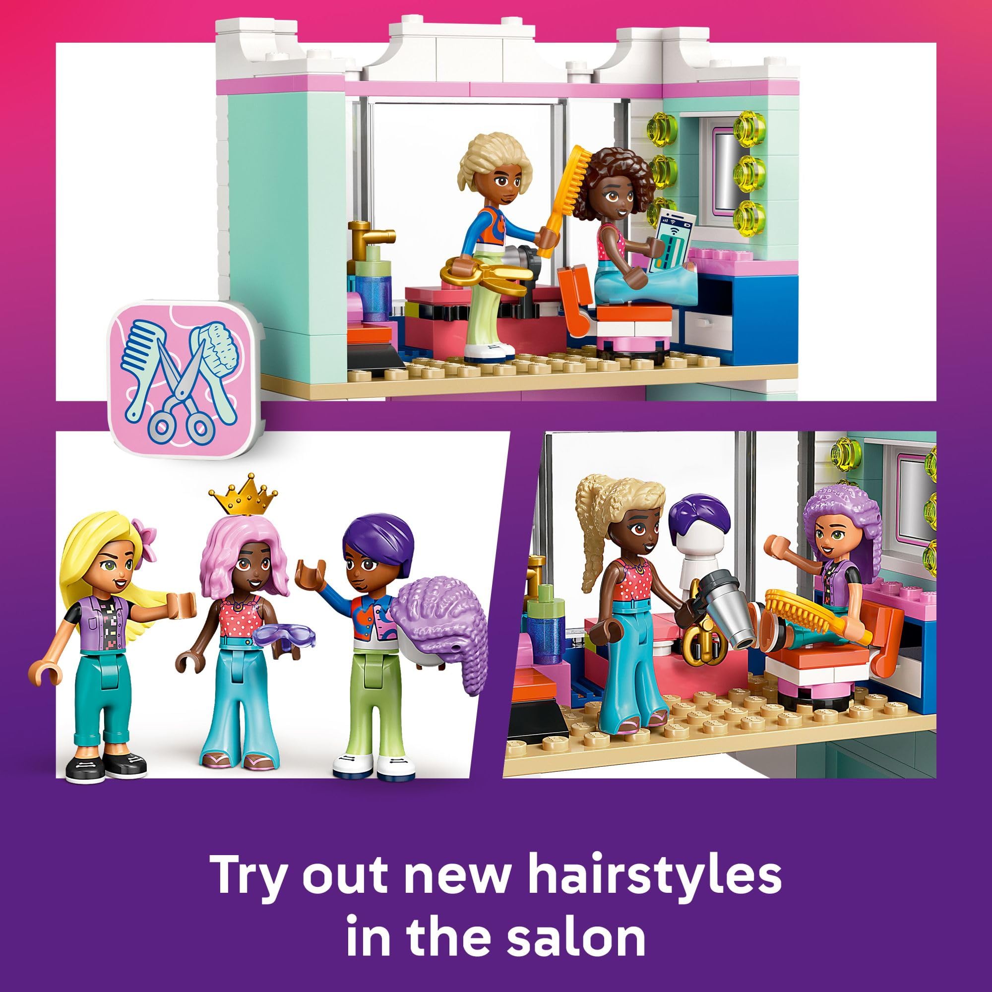 LEGO Friends hair dryer and wigs fuel hands-on styling and expression.
