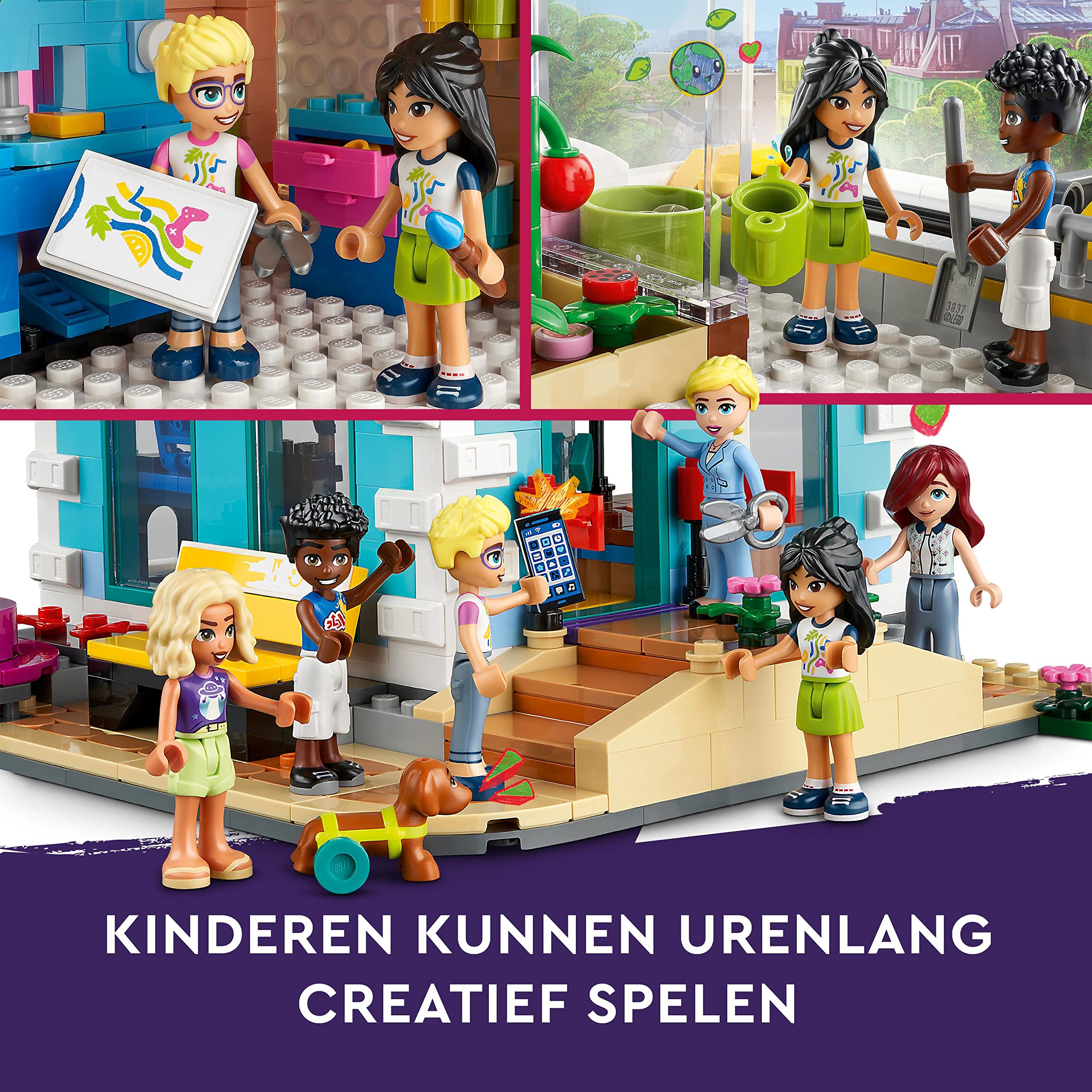 LEGO Friends Heartlake City Community Centre crane and mural feature for interactive art projects