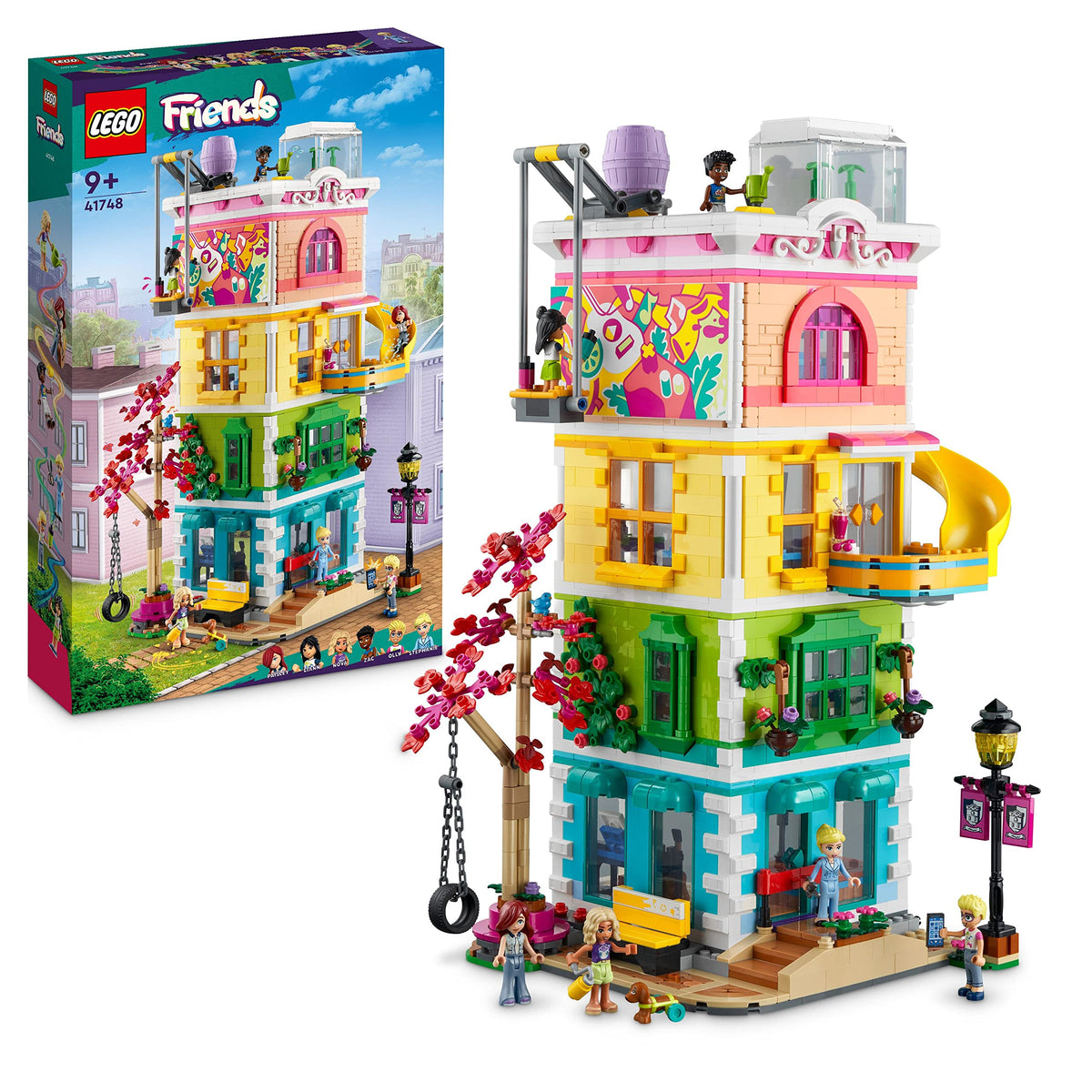 LEGO Friends Heartlake City Community Centre front view highlights the five-floor modular design