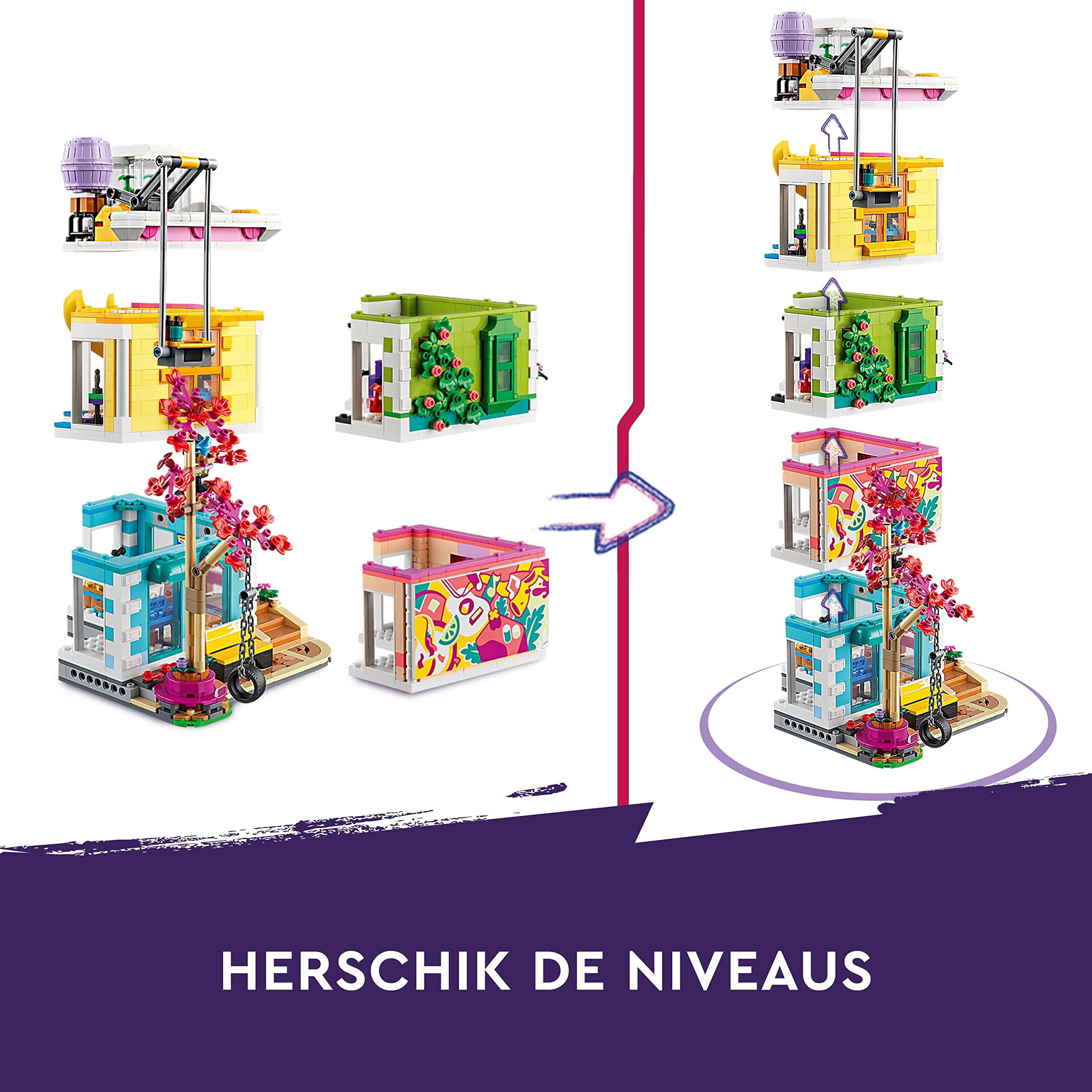 LEGO Friends Heartlake City Community Centre pool and greenhouse creating light-filled scenes