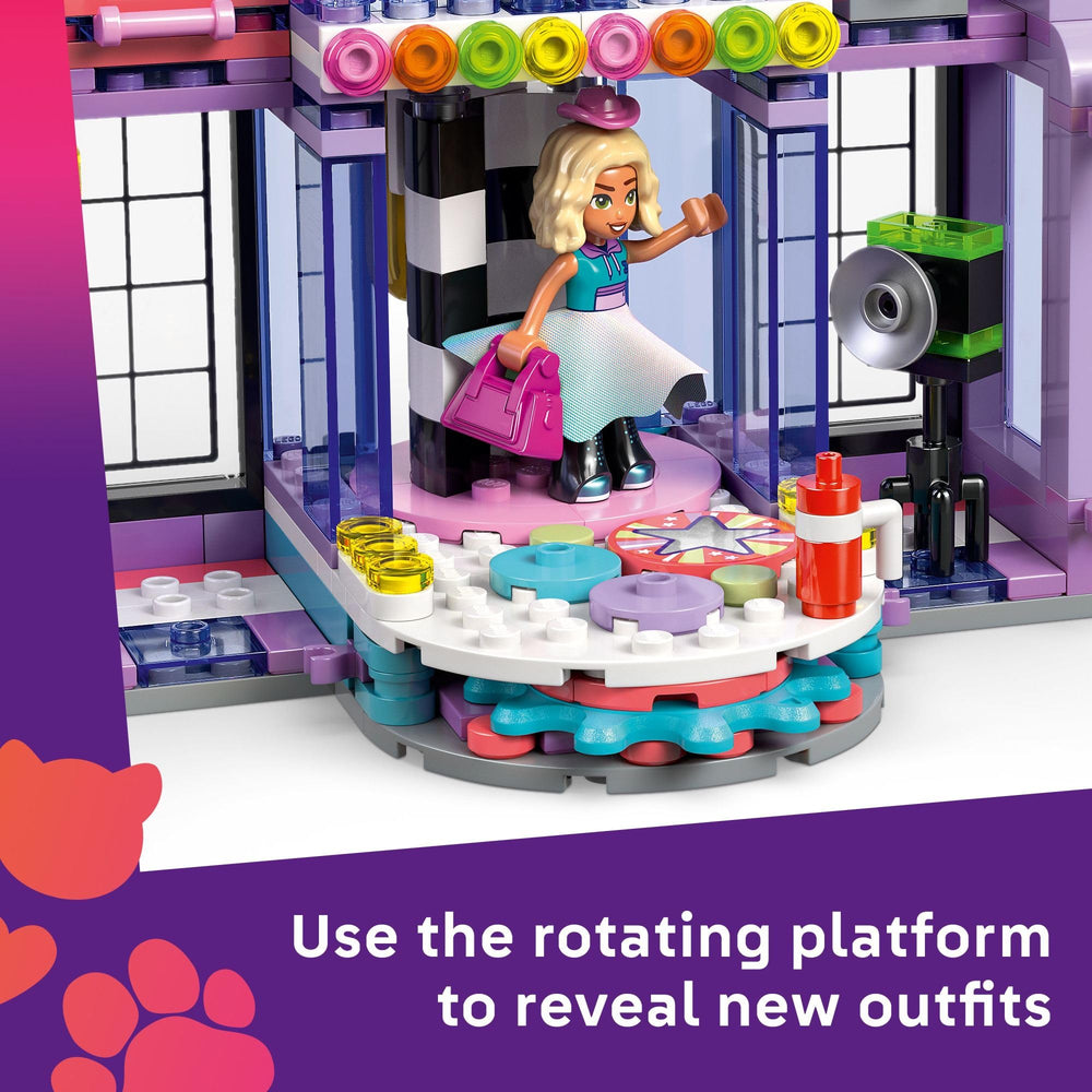 LEGO Friends Heartlake City Fashion Show rotating platform: dynamic reveal moments