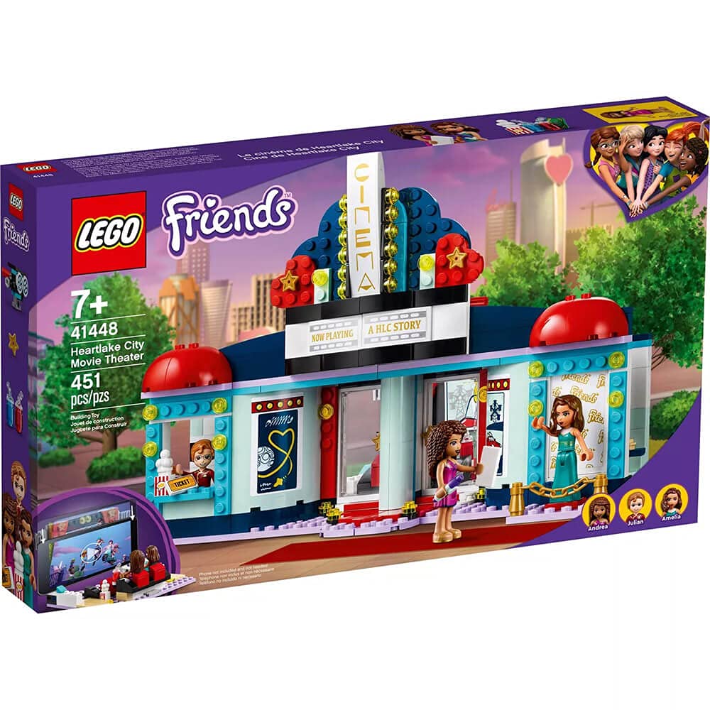 LEGO Friends Heartlake City Movie Theater 41448 screen area supports a phone for films.