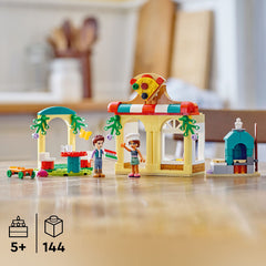 LEGO Friends Pizzeria takeout window for quick order play.