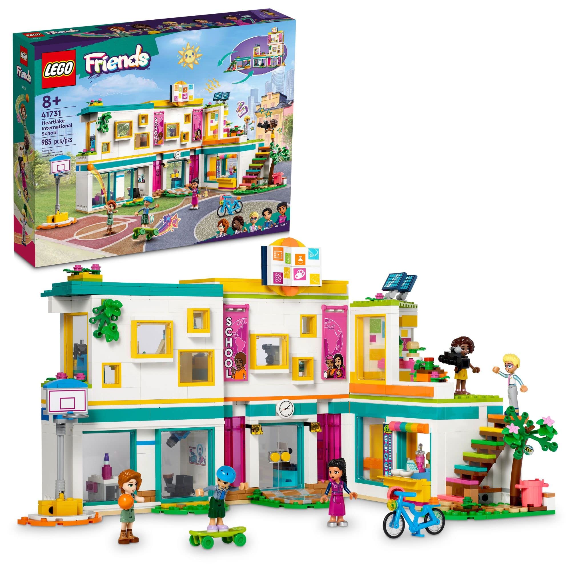LEGO Friends Heartlake International School front view, ideal for imaginative play and modular building.