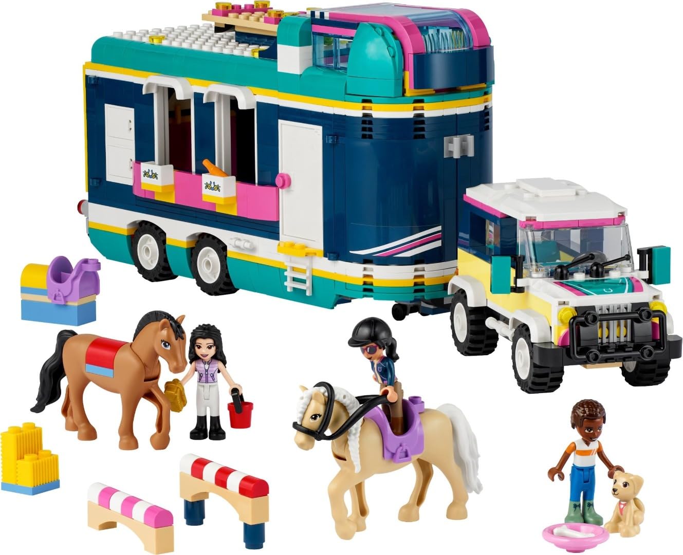 LEGO Friends dog figure with trailer, adds loyal sidekick to playtime