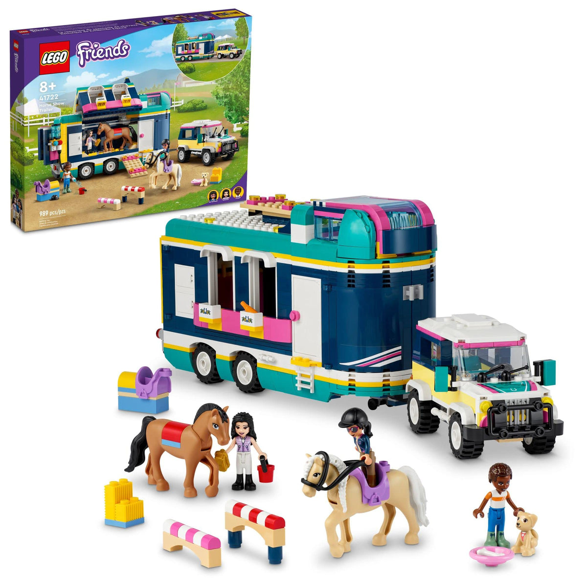 LEGO Friends horse show trailer vehicle, inviting imaginative road adventures