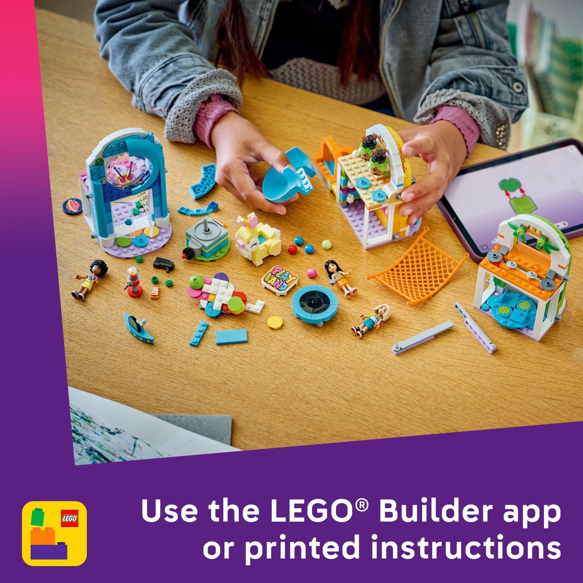 LEGO Friends indoor playground accessories like a dance machine spark creativity.