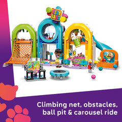 LEGO Friends indoor playground carousel inviting cooperative play.
