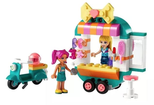 LEGO Friends makeover roleplay scene with fashion prompts and customers.