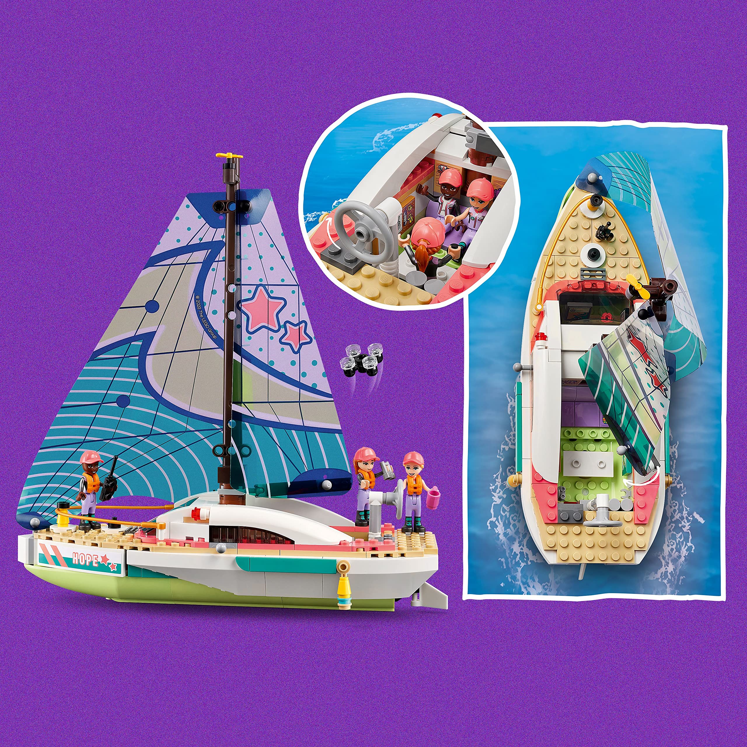 LEGO Friends three mini-dolls for collaborative sailing adventures.