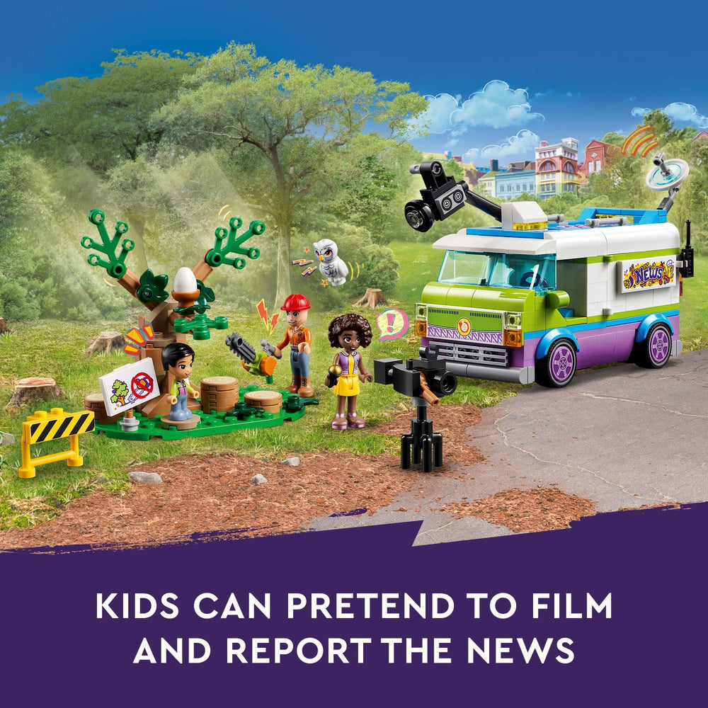Inside the van control room of Lego Friends Newsroom Van 41749 for editing pretend news