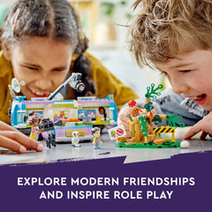 Lego Friends Newsroom Van 41749 side view showing filming setup for kid-led storytelling