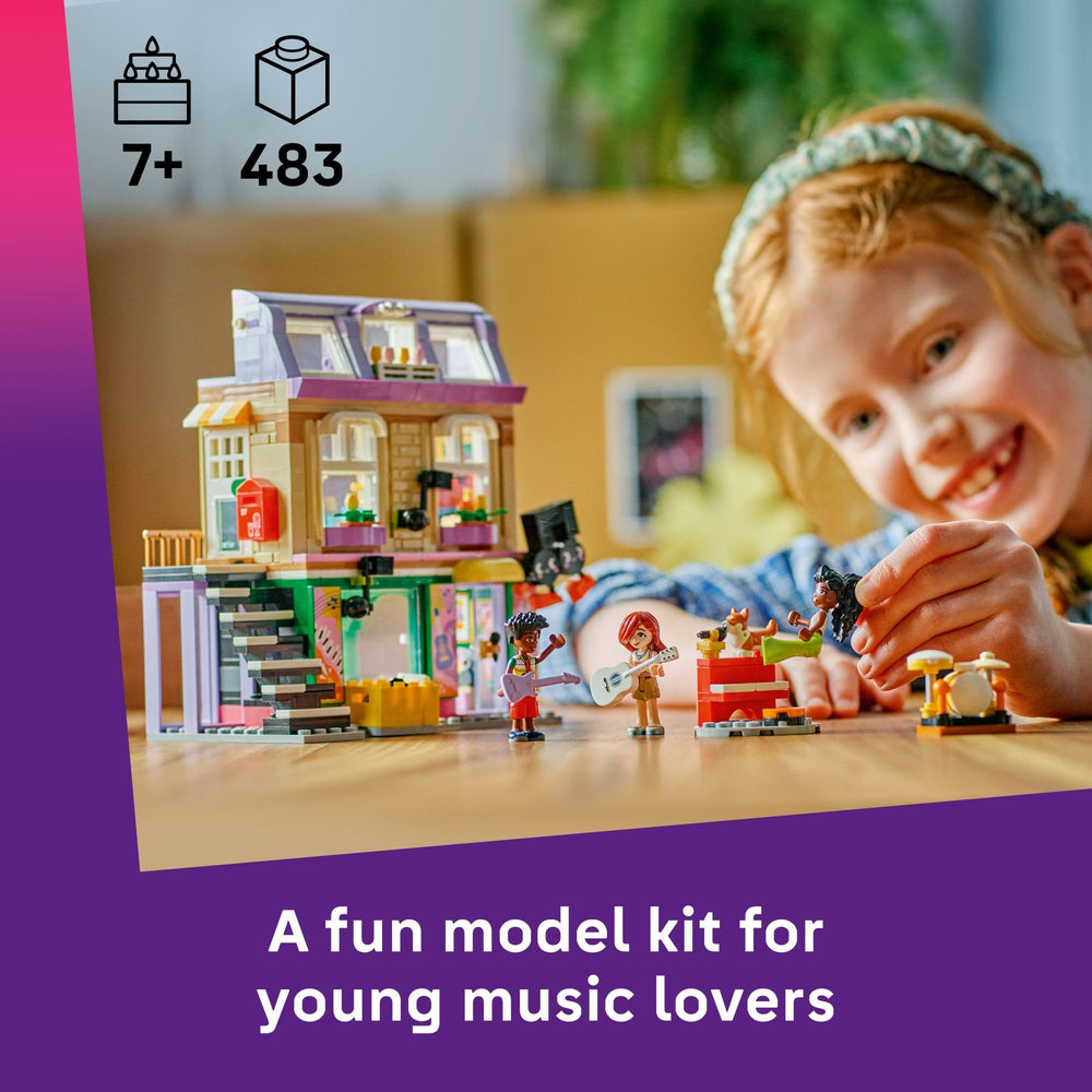 LEGO Friends note mascot in music store adds whimsy and roleplay inside the music store