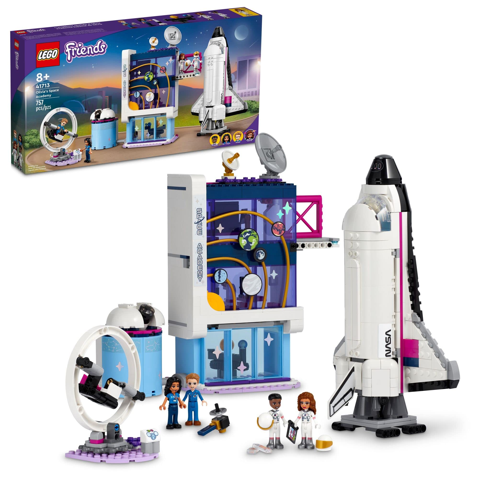 LEGO Friends Olivia Space Academy shuttle in flight ready pose for imaginative play