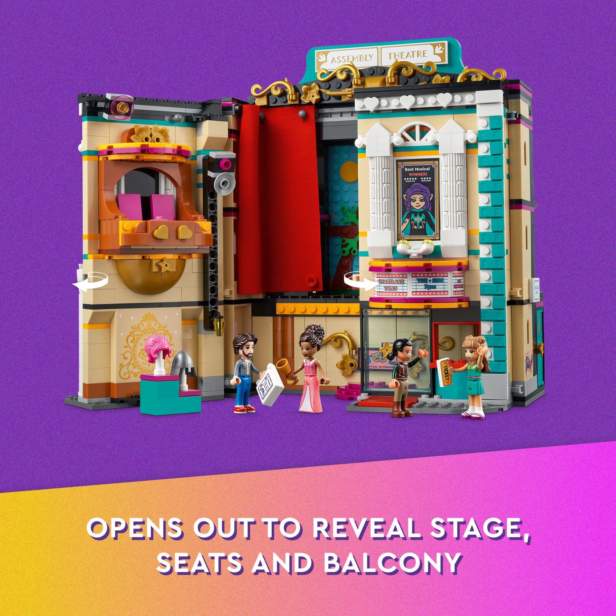 LEGO Friends orchestra and balcony seating for imaginative audience scenes.
