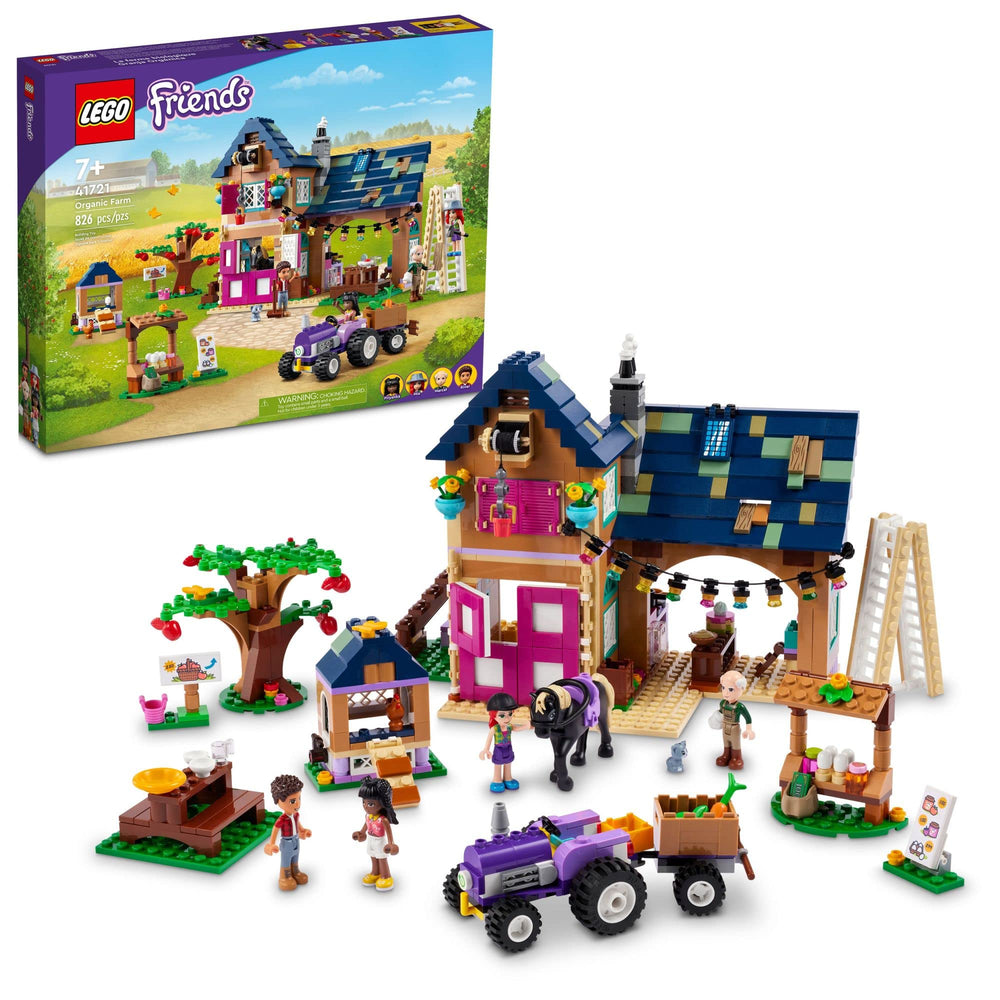 LEGO Friends Organic Farm House 41721 — front view with farmhouse and stable for imaginative farming play