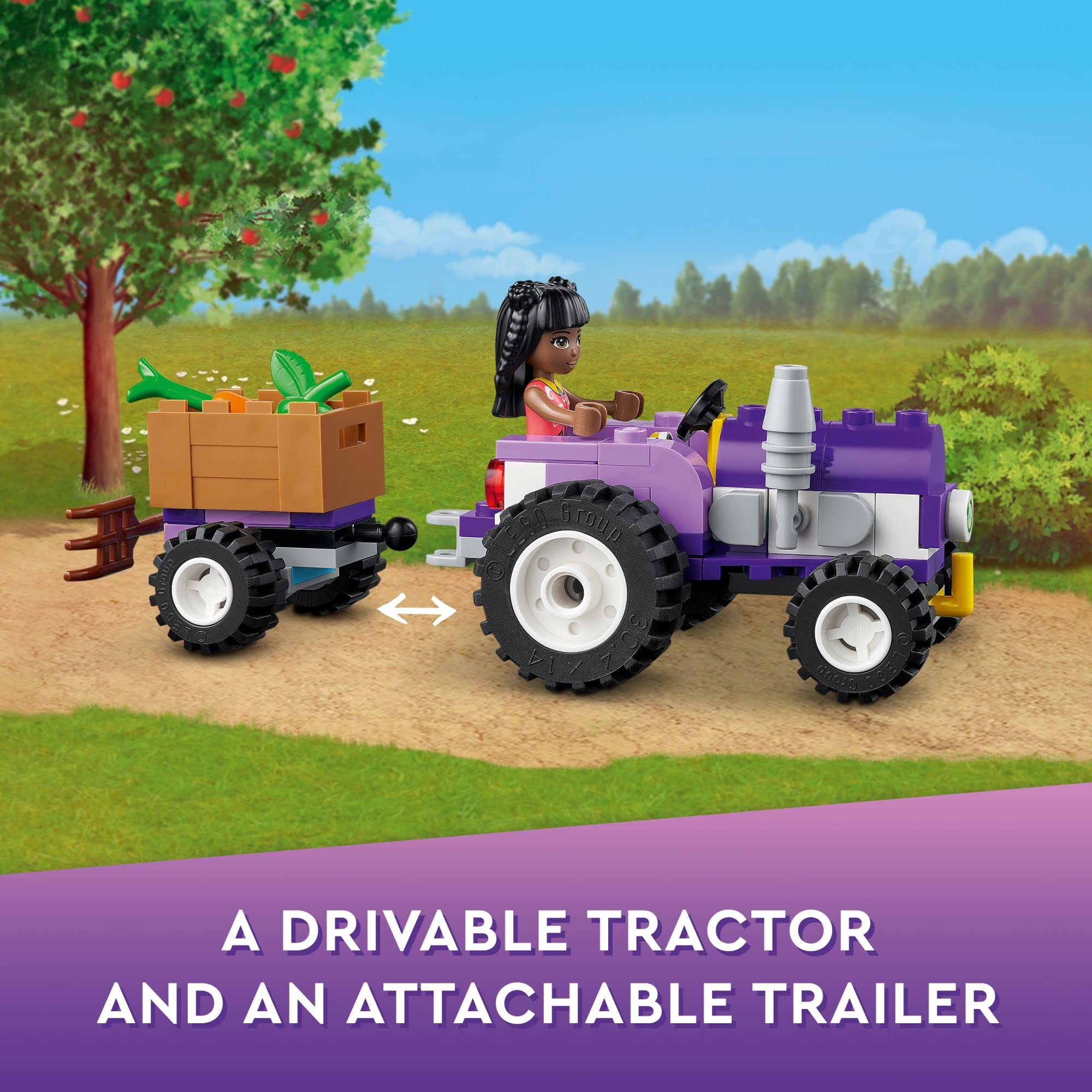 LEGO Friends Organic Farm House 41721 — tractor and trailer for farm chores