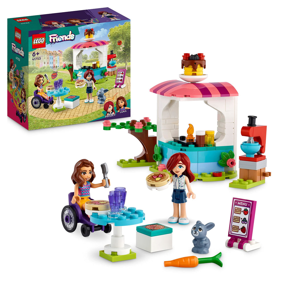 LEGO Friends Pancake Shop front invites kids to role-play cafe scenes and customer service.