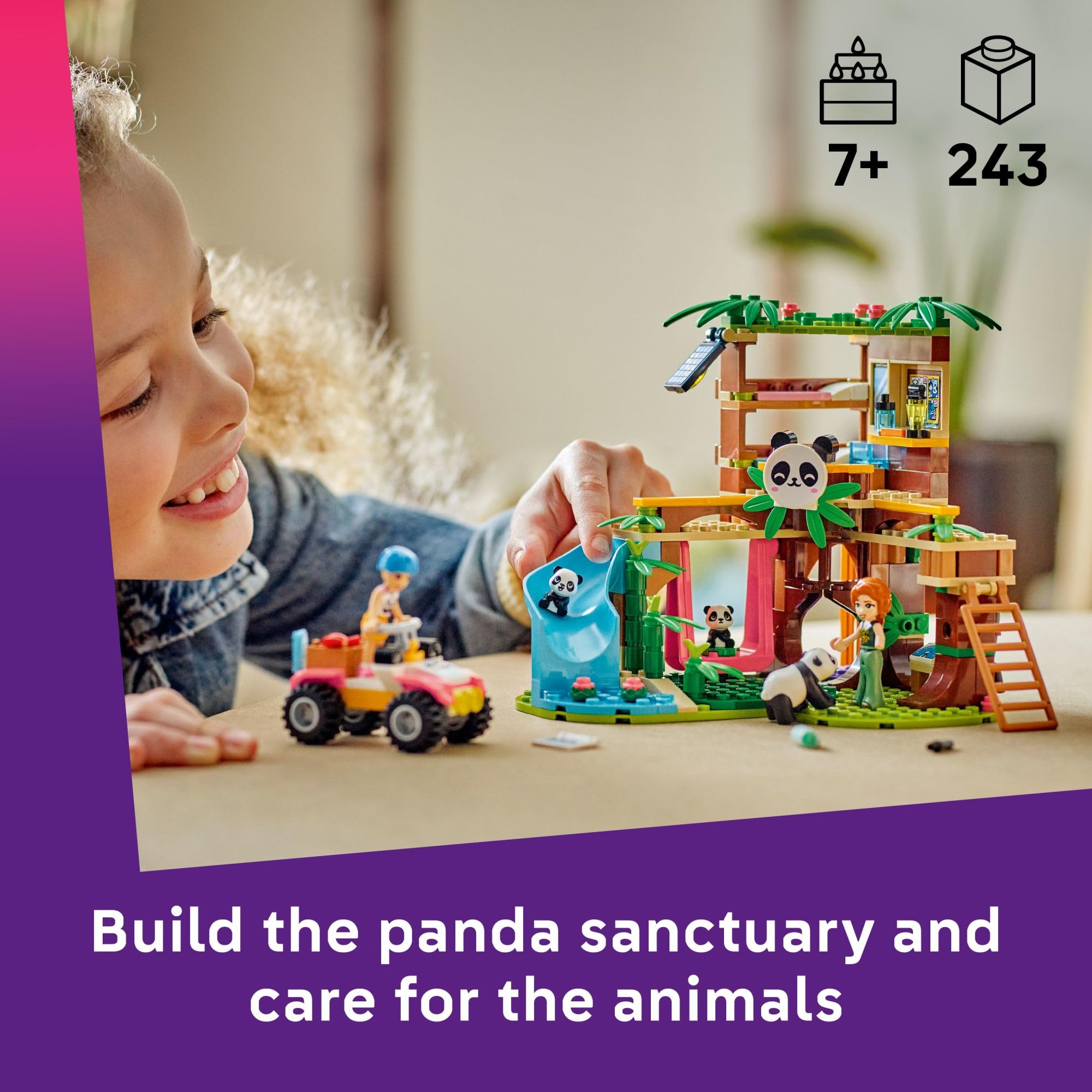 LEGO Friends Panda Sanctuary ATV delivers bamboo treats for pretend rescues
