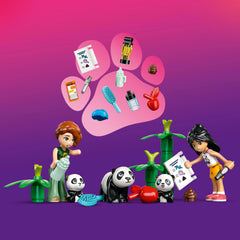 LEGO Friends Panda Sanctuary scale and grooming tools for pretend care routines