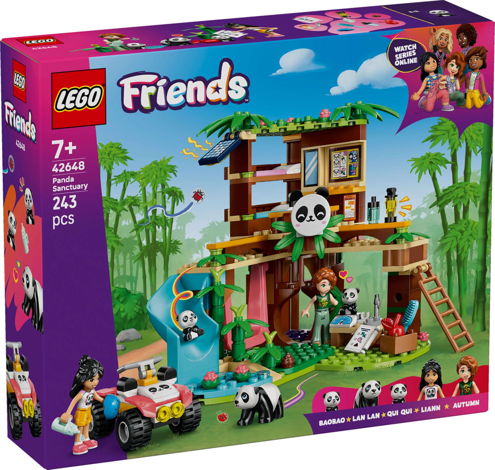 LEGO Friends Panda Sanctuary sunlit play area with lantern and solar panel