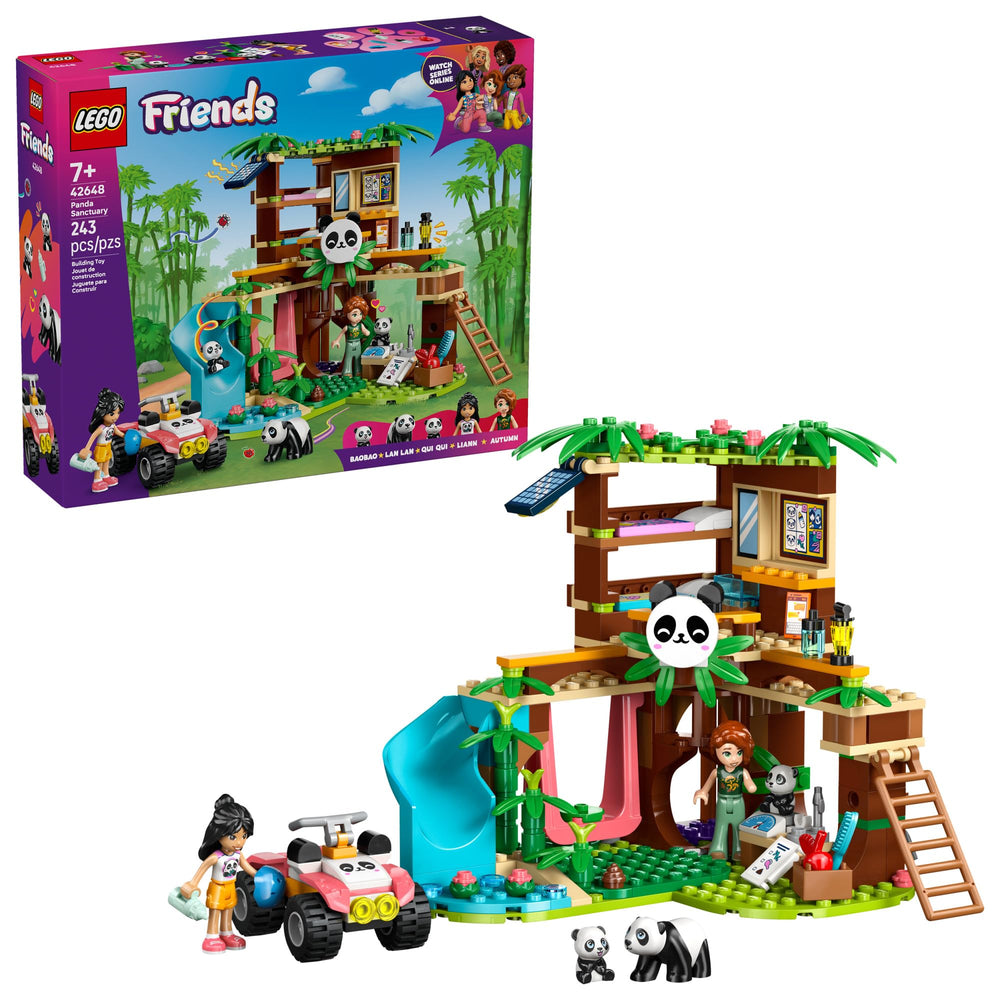 LEGO Friends Panda Sanctuary tree house scene encourages imaginative animal care play