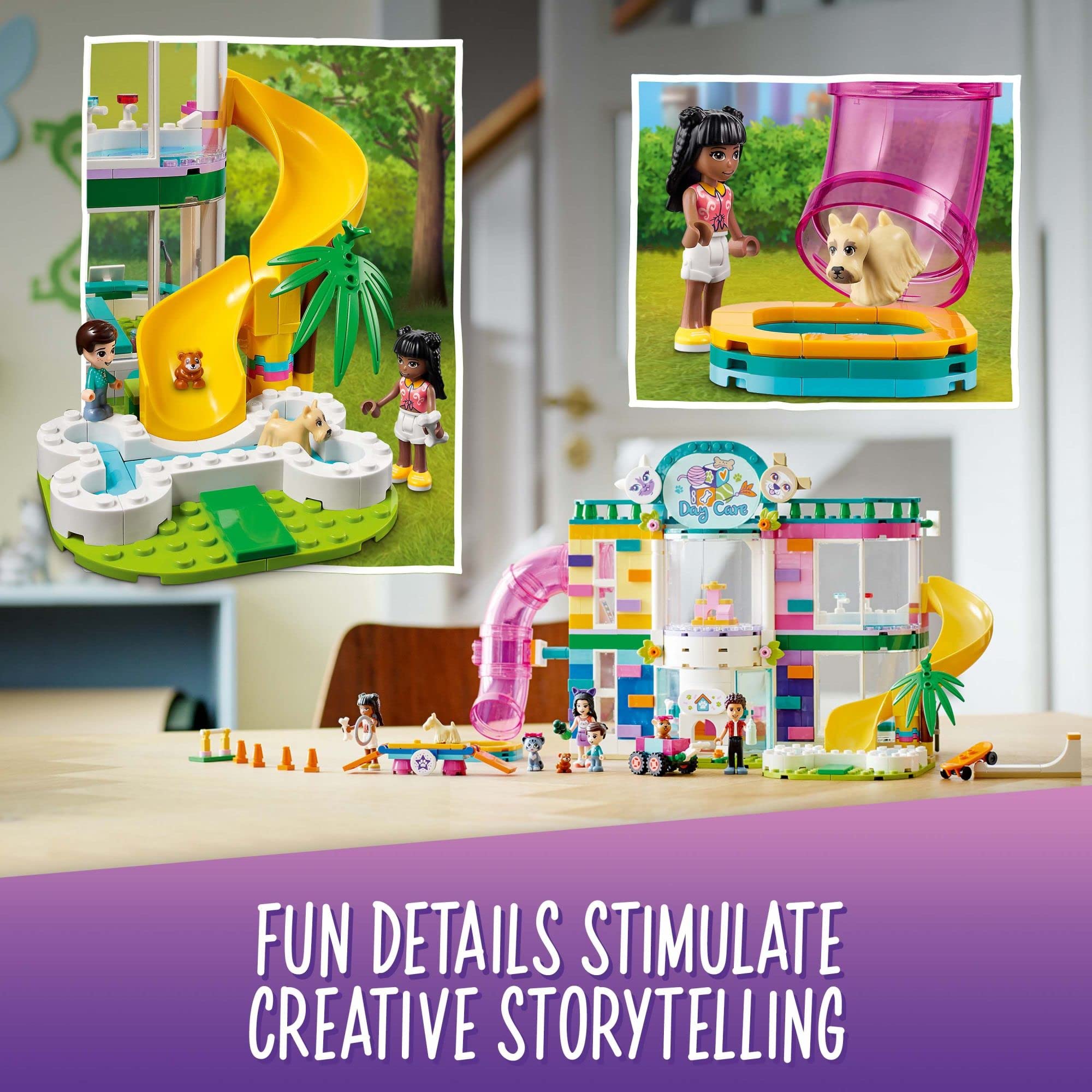 LEGO Friends Pet Day-Care Center tricks and grooming area boosts pretend care skills
