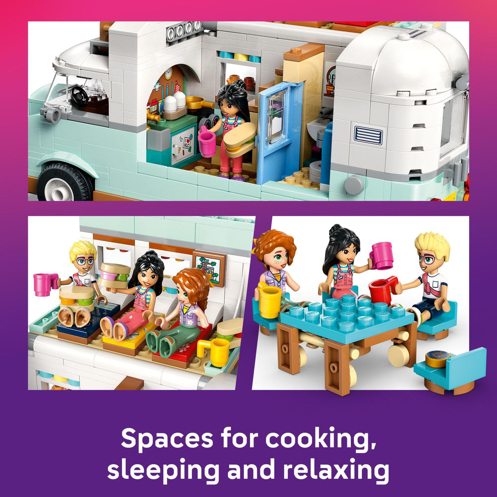 LEGO Friends picnic-table and chairs provide snack breaks during camp adventures.