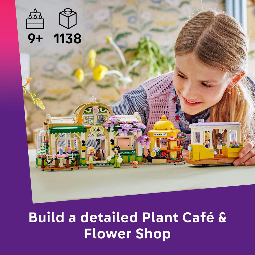 LEGO Friends Plant Café outdoor seating area inspires social play and cafe roleplay.